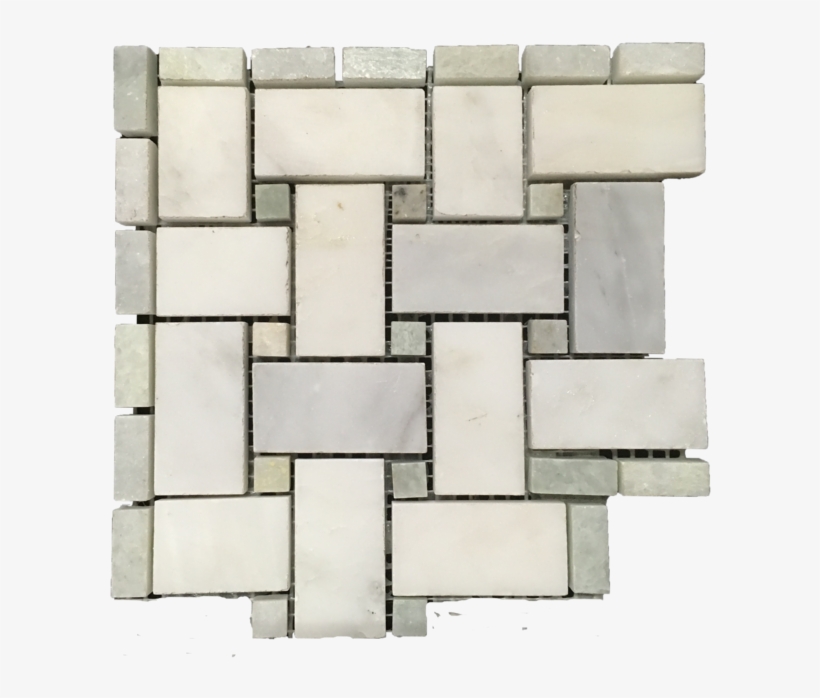 Pearl White Basketweave Corner With 3/8" Ming Green - Basketweave, transparent png download