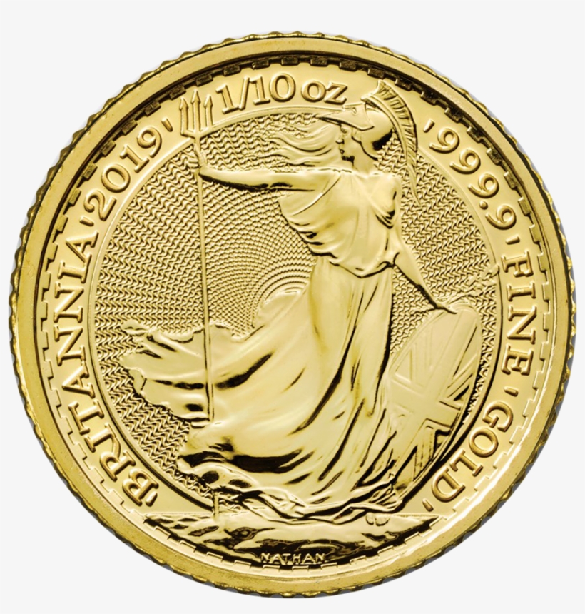 2019 Uk Britannia 1/10oz Gold Coin - Britannia Gold Coins, transparent png download