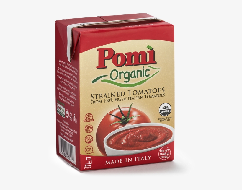 Organic Strained Tomatoes - Pomi Tomatoes, Organic, Strained - 26.46 Oz, transparent png download