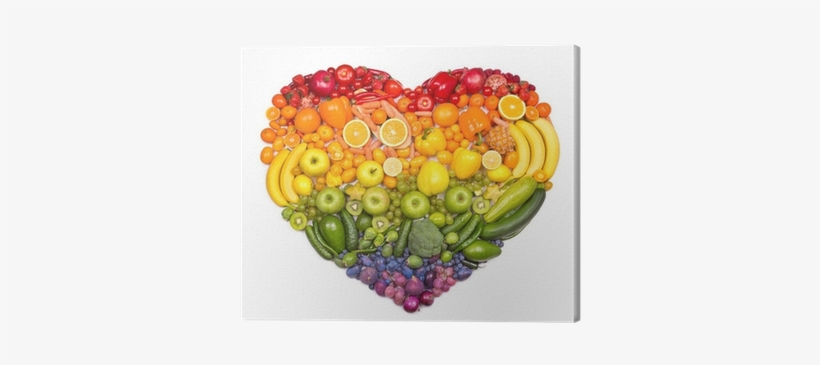 Rainbow Heart Of Fruits And Vegetables Canvas Print - Фруктов И Овощей В Столовую, transparent png download