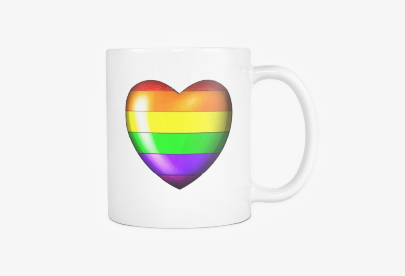 Pride Rainbow Heart White Mug 11oz - Mug, transparent png download