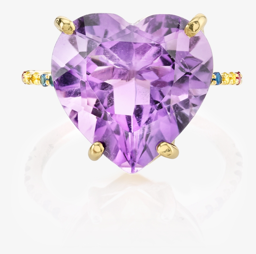 Amethyst And Rainbow Heart Ring - Ring, transparent png download