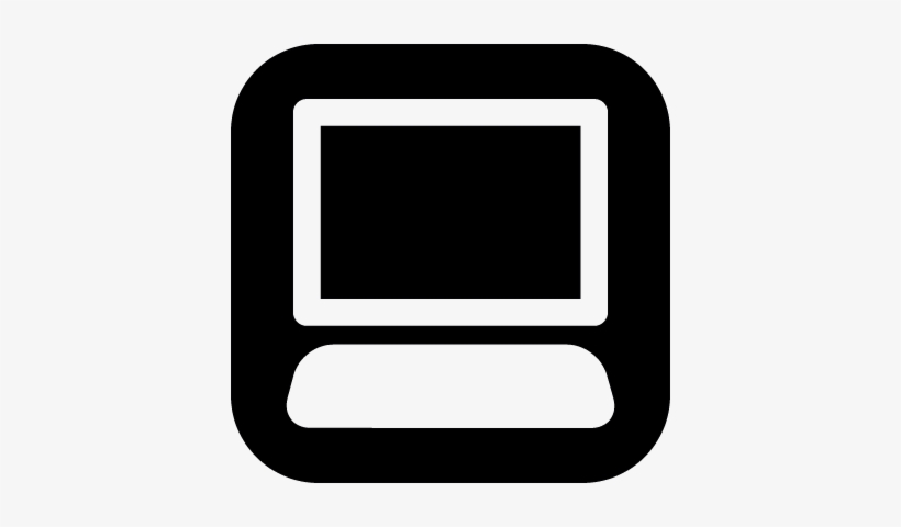 Desktop Computer On Black Square Background Vector - Desktop Icon White ...