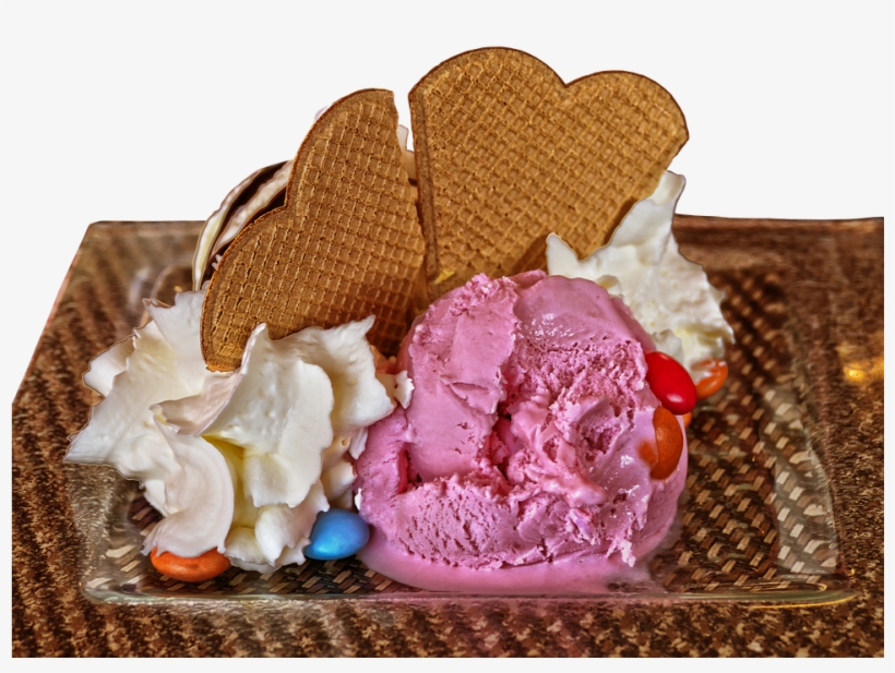 Ice, Ice Cream Sundae, Waffle, Dessert, Ice Cream - Ice Cream, transparent png download