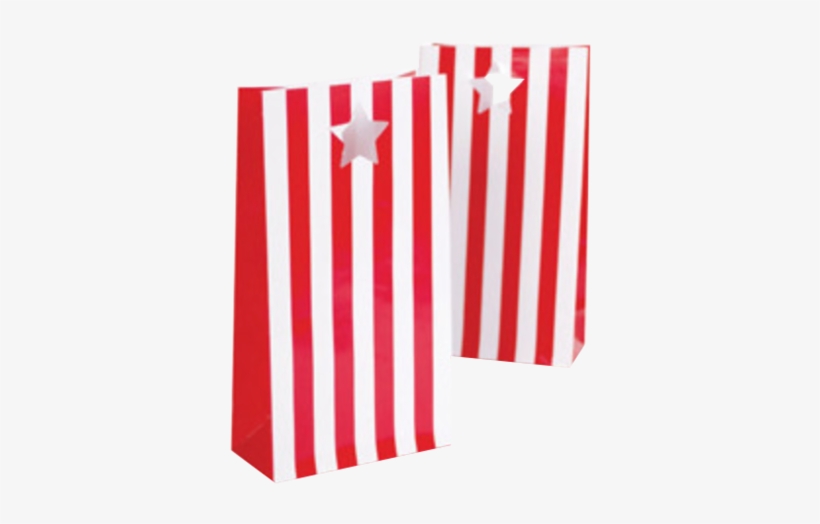 Red & White Stripe Party Bags - Geschenktüten Rot Gestreift Mit Stern, transparent png download