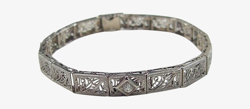 Art Deco 14k White Gold Diamond Bracelet, transparent png download