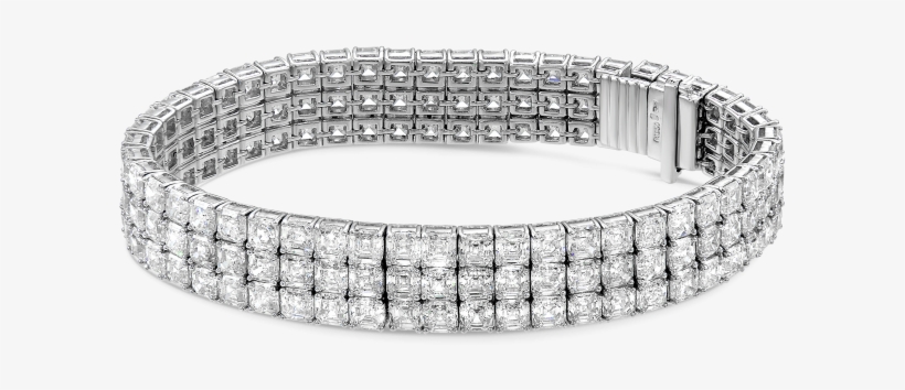 3 Row Asscher Diamond Bracelet - 3 Row Diamond Bracelet, transparent png download