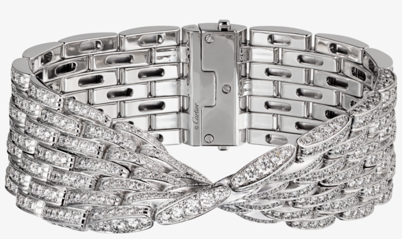 Maillon Panthère Bracelet, 7 Diamond-paved Rowswhite - Maillon Panthere Bracelet, 7 Diamond-paved Rows, transparent png download
