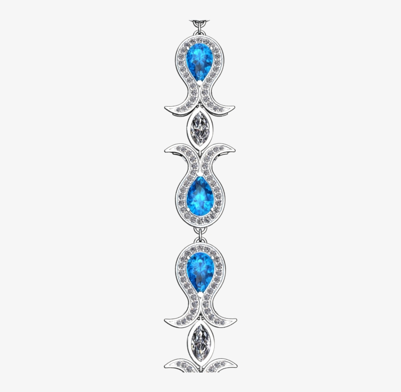 Pear Shape Blue Topaz And Diamond Bracelet Style - Diamond, transparent png download