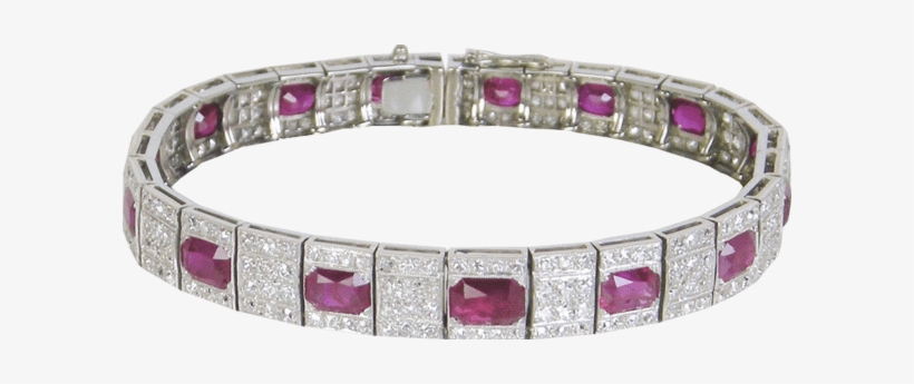 Art Deco Ruby And Diamond Bracelet - Ruby, transparent png download