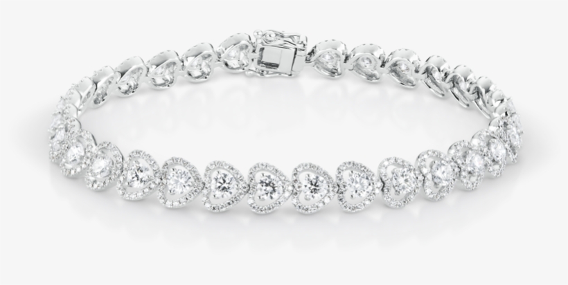 Bracelets Delicate Heart Shape Halo Diamond Tennis - Silver, transparent png download