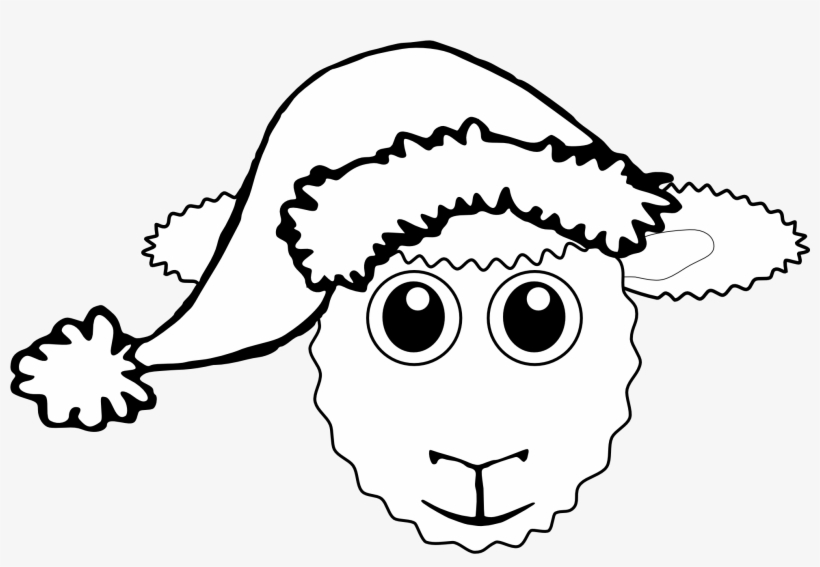 Santa Hat Cartoon Clip Art At Clker - Christmas Sheep Coloring Page, transparent png download