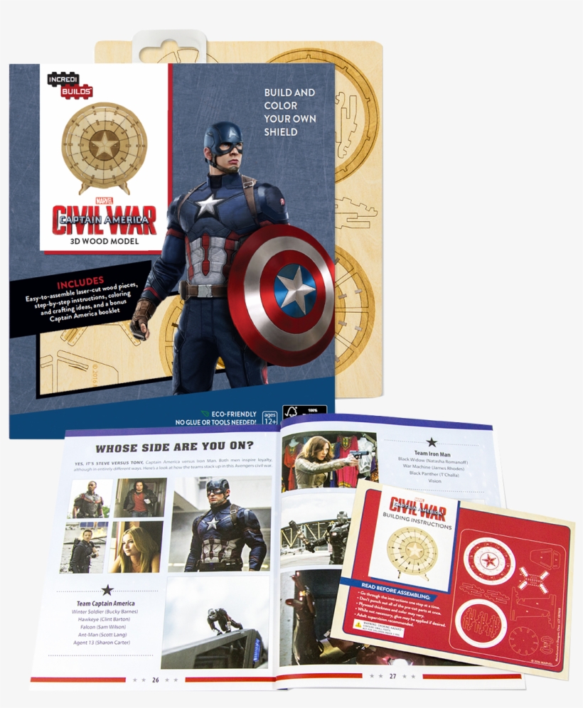 Incredibuilds 3d Puzzle Captain American Shield - Marvel: Captain America 3d Wood Model By Rick Barba, transparent png download