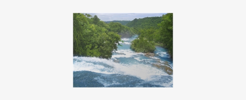 Agua Azul Waterfalls Blue Water River In Mexico Poster - Agua Azul, transparent png download