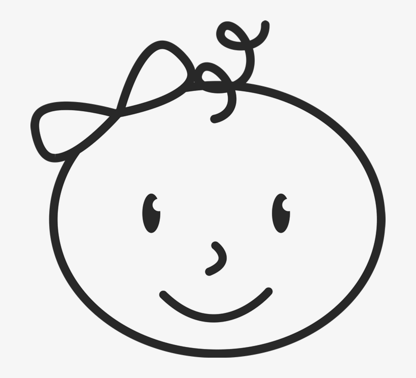Newborn Baby Face With Bow And Curly-q Stamp - Infant, transparent png download