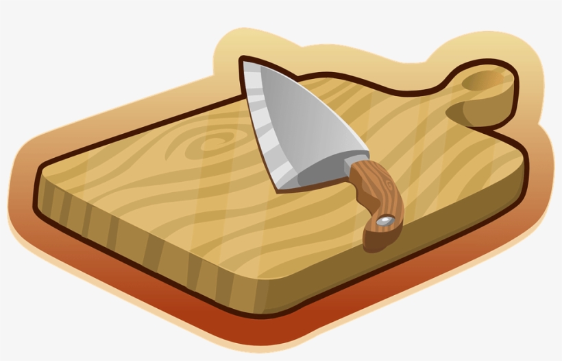 Cutting Board Brown Wooden Knife Kitchen U - Chopping Board Clipart, transparent png download