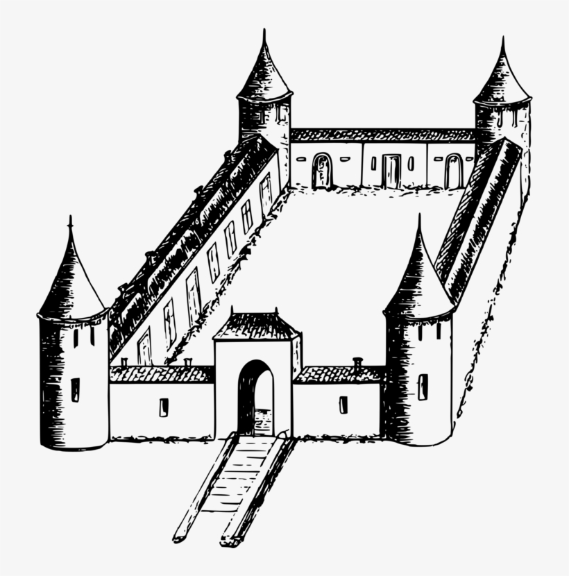 Fortification Castle Line Art Drawing Building - Fortress Clip Art, transparent png download