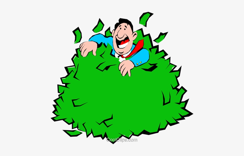 Cartoon Man Rolling In Money Royalty Free Vector Clip - Money Cartoon, transparent png download