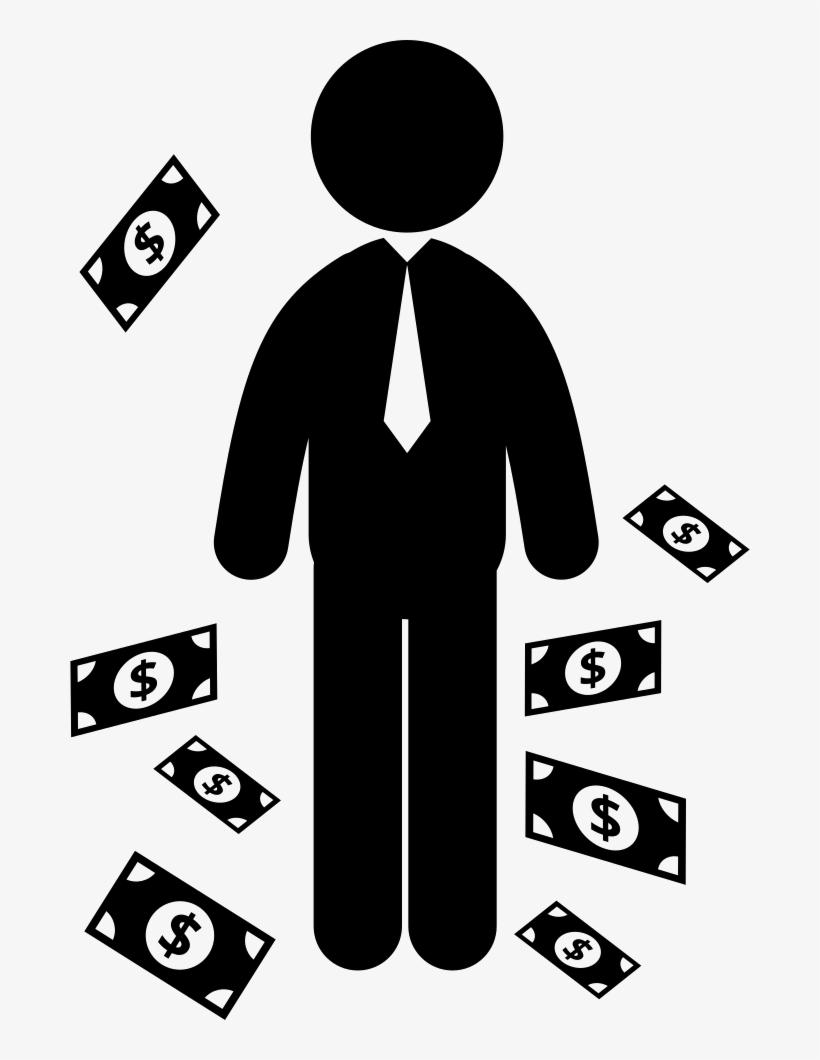 Standing Businessman With Money Bills Around Svg Png - Icon, transparent png download