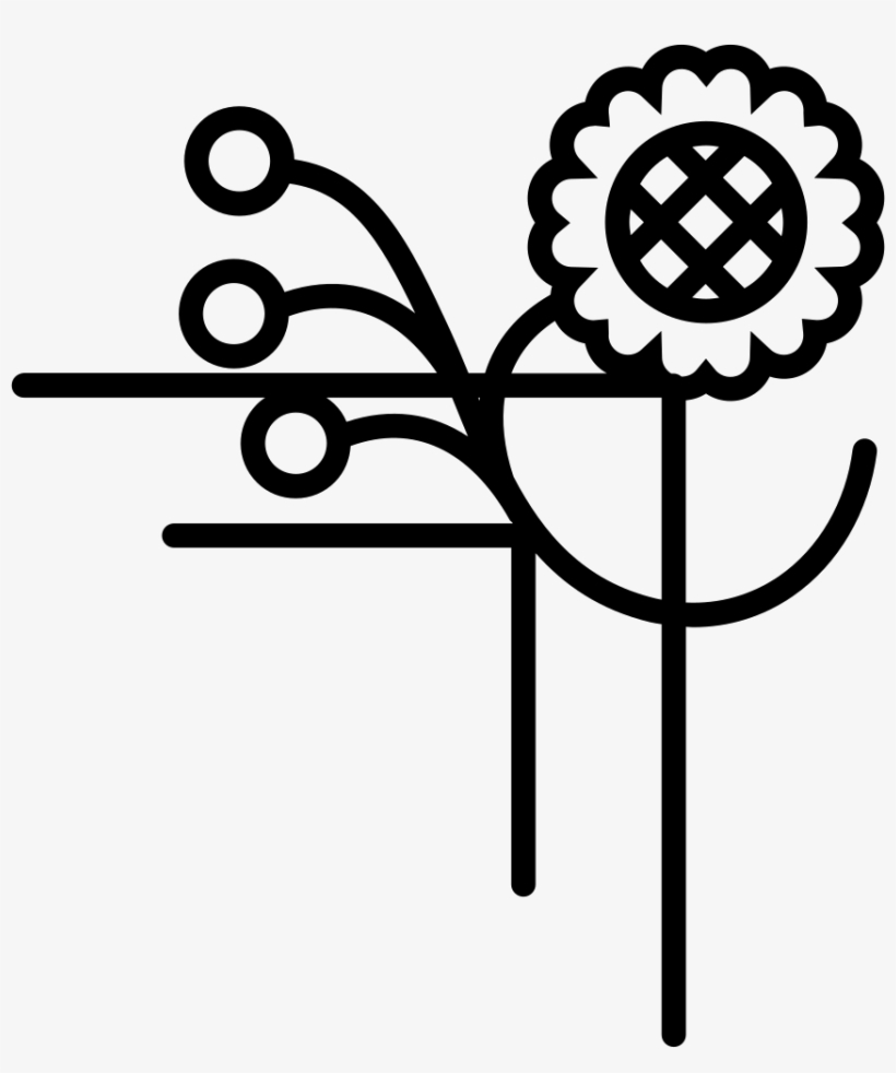 Floral Design Of One Flower Lines And Small Circles - Lineas De Flores Icono, transparent png download