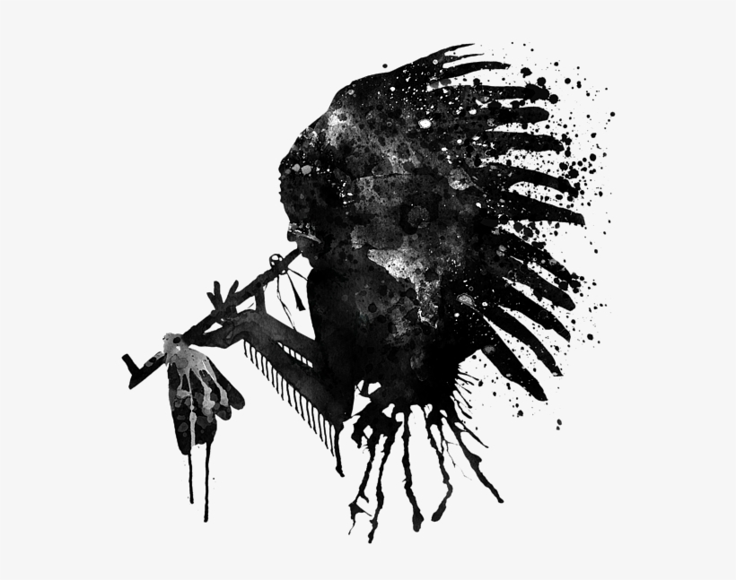 Bleed Area May Not Be Visible - Black And White Indian With Headdress, transparent png download