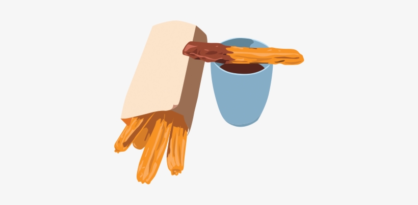 Vinilo Decorativo Chocolate Con Churros - Dibujo Churros Con Chocolate, transparent png download