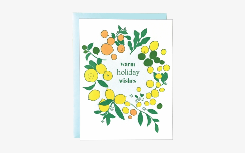 Citrus Wreath Holiday Card - Greeting Card, transparent png download