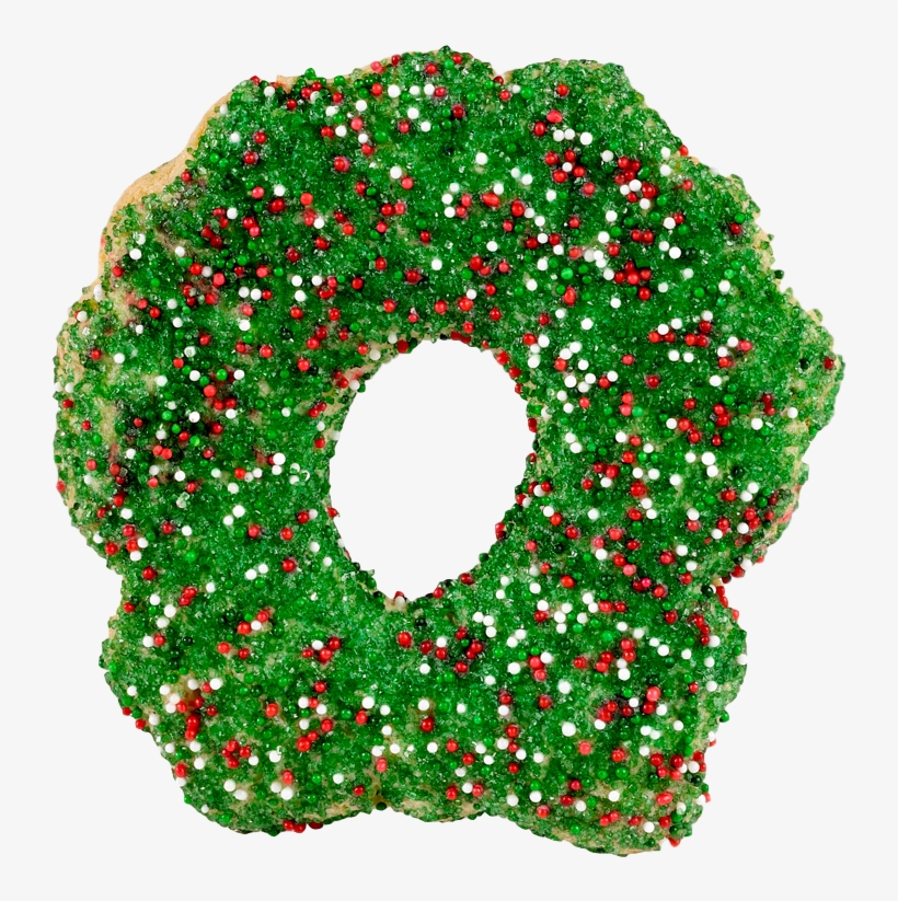 Christmas Wreath Sugar Cookie - Doughnut, transparent png download