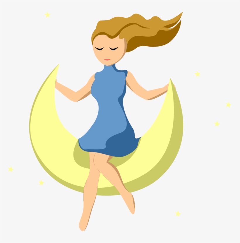 The Ghost In The Gardens Cartoon Earth Moon Comics - Girl Sitting On Crescent Moon, transparent png download