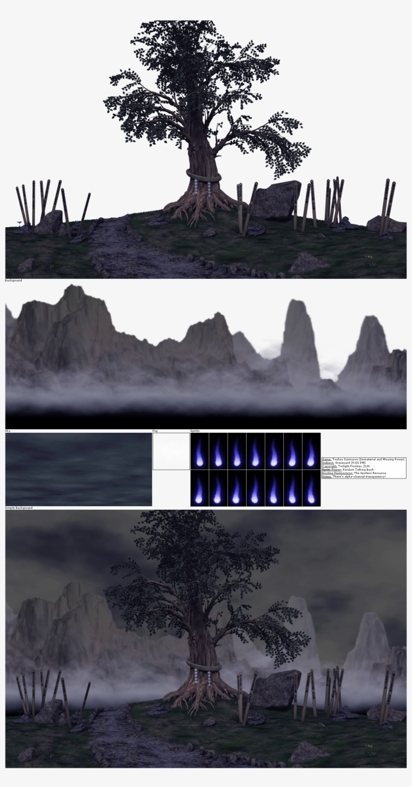 Click For Full Sized Image Graveyard With Large Tree - Touhou Graveyard, transparent png download