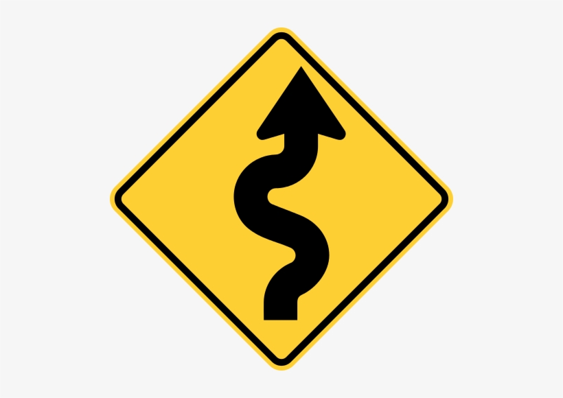 Winding Road Ahead Image Black And White Library - Winding Road Ahead Sign, transparent png download