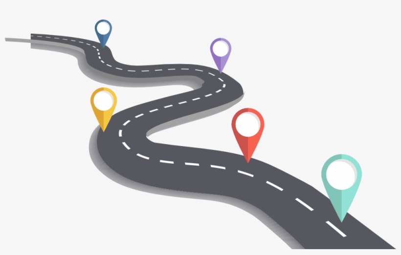 Curved Road With Pin Drops - Illustration, transparent png download