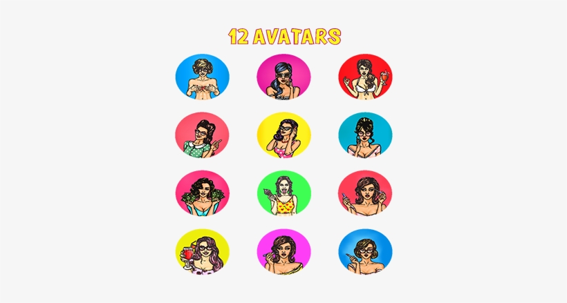 Collection Of Vector Pop Art Female Avatars For Account - Vector Graphics, transparent png download
