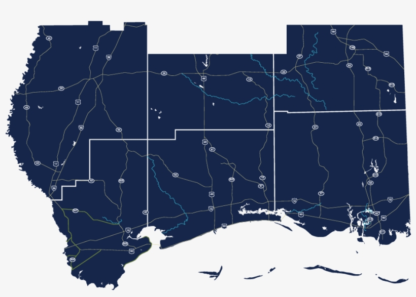 A Map Of The Six Counties In The Mississippi Gulf Coast - Atlas, transparent png download