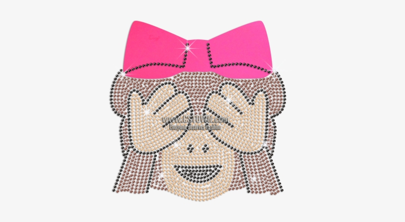 A Shy Monkey And Her Pink Glitter Bowknot Rhinestone - Hotfix, transparent png download