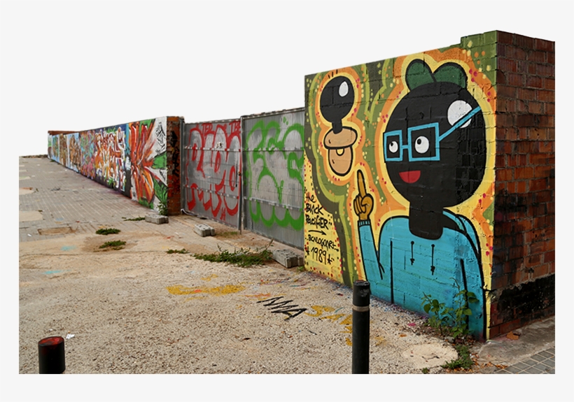 This Wall Is Located In Fromt Of The Cultural Center - Legal Graffiti Wall Barcelona, transparent png download