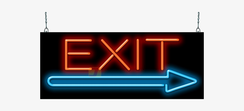 Exit With Arrow Neon Sign - Neon, transparent png download