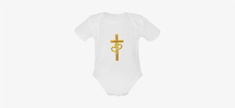 Christian Symbols Golden Cross With 2 Hearts Baby Powder - Sleeve, transparent png download