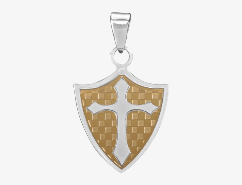 Golden Shield Cross Pendant - Gold, transparent png download