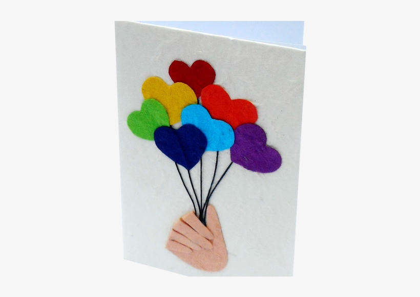 Hand And Heart Balloon Cards - Greeting Card, transparent png download