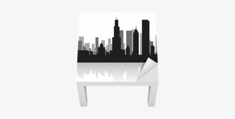 Chicago City Skyline Silhouette Lack Table Veneer • - Chicago Skyline Silhouette Clip Art, transparent png download