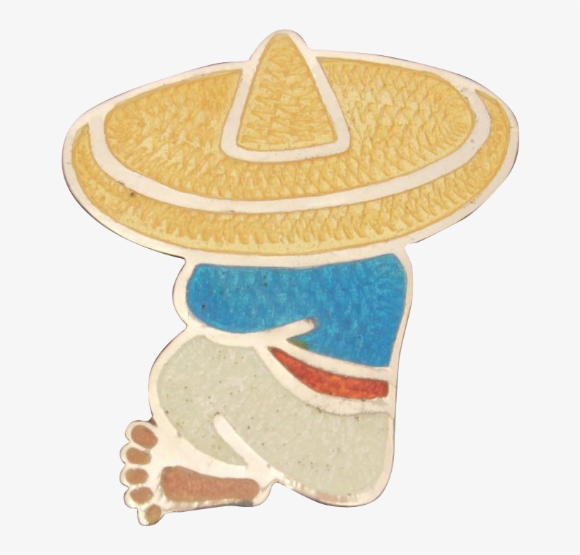 Jf Siesta Mexican Man In Sombrero Sterling Enamel Pin - Lapel Pin, transparent png download
