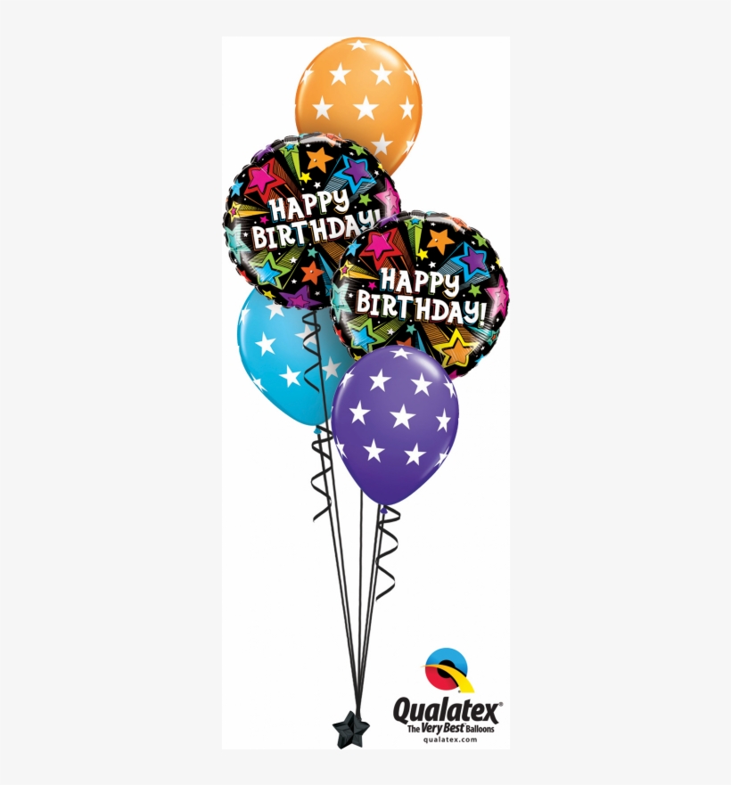 Shooting Stars Birthday Balloons Classic Bouquet Birthday - Birthday Colourful Shooting Stars Foil Balloon, transparent png download