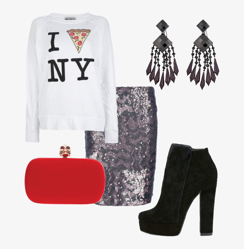 Sweatshirt By Wildfox, Skirt By Gold Hawk, Clutch By - Love Ny, transparent png download
