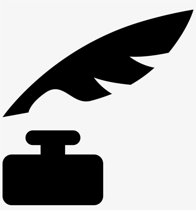 Feather And Ink Bottle Writing Tools Silhouettes Comments - Silueta Escritor Png, transparent png download