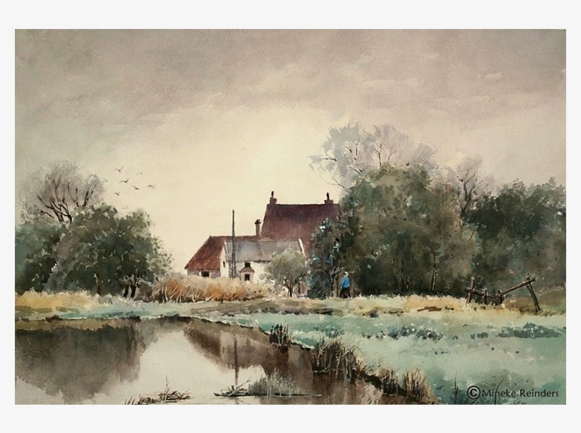 210115 Watercolor Minekereinders At The Water's Edge - Painting, transparent png download