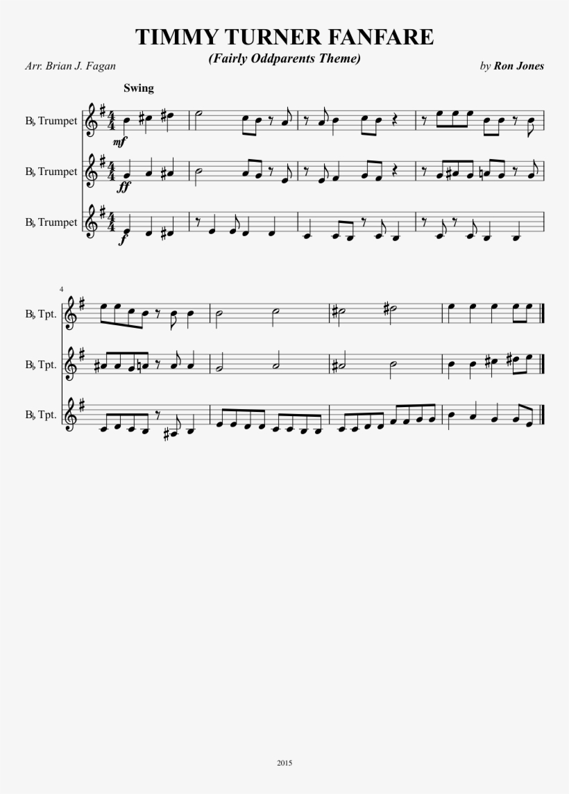 Timmy Turner Fanfare Sheet Music Composed By By Ron - Deja Vu Alto Sax Sheet Music, transparent png download