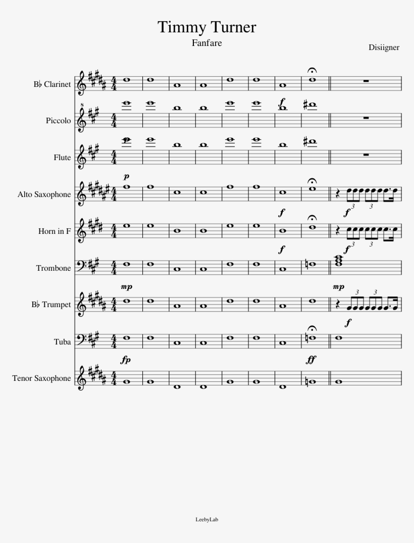 Timmy Turner Sheet Music Composed By Disiigner 1 Of - Timmy Turner Violin Music Sheet, transparent png download