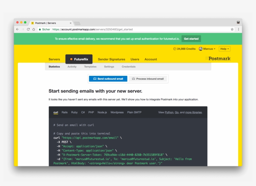 Postmark Futureflix Server To Send Emails - Email, transparent png download