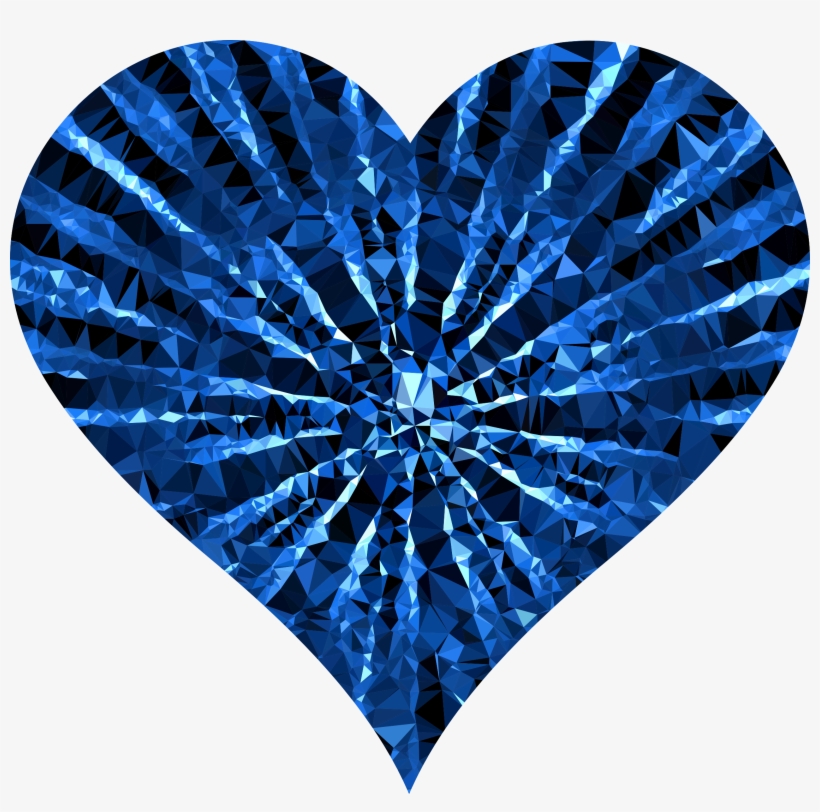 Low Poly Shattered Heart Blue Image Black And White - Blue Diamond Heart Png, transparent png download